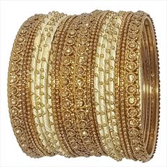 Gold color Bangles in Metal Alloy studded with CZ Diamond & Gold Rodium Polish : 1914244