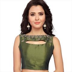 Party Wear Green color Blouse in Dupion Silk fabric with Embroidered work : 1914546