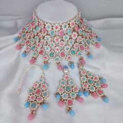 Multicolor color Necklace in Metal Alloy studded with CZ Diamond, Pearl & Gold Rodium Polish : 1914886