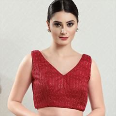 Party Wear, Wedding Red and Maroon color Blouse in Brocade fabric with Embroidered work : 1915059