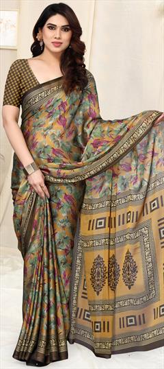 Casual, Party Wear Yellow color Saree in Chiffon fabric with Classic Printed work : 1915451