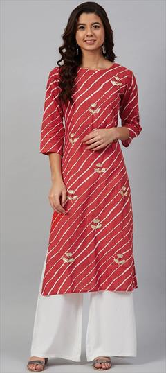 Festive, Party Wear Red and Maroon color Salwar Kameez in Rayon fabric with Printed work : 1915785