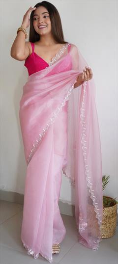 Festive, Reception, Traditional Pink and Majenta color Saree in Organza Silk, Silk fabric with Classic Resham, Thread work : 1916460