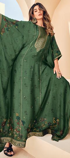Festive, Party Wear Green color Salwar Kameez in Viscose fabric with Straight Printed work : 1916744