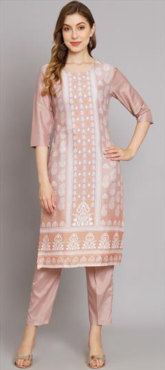 Festive, Party Wear Pink and Majenta color Salwar Kameez in Crepe Silk fabric with Printed work : 1917043