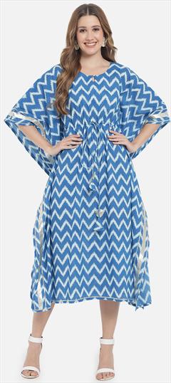 Casual Multicolor color Kaftan in Rayon fabric with Embroidered, Lace, Printed work : 1917246