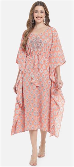 Casual Multicolor color Kaftan in Rayon fabric with Embroidered, Lace, Printed work : 1917247