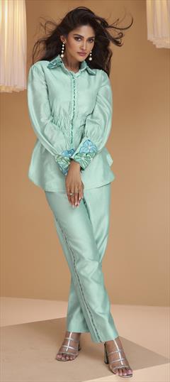Casual, Summer Blue color Co-ords Set in Silk fabric with Cut Dana work : 1917895