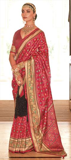 Festive, Party Wear, Traditional Red and Maroon color Saree in Silk fabric with Classic Printed work : 1918334