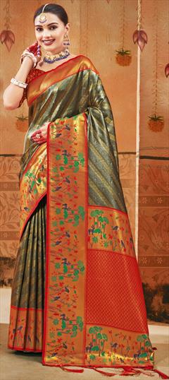 Party Wear, Traditional, Wedding Multicolor color Saree in Silk fabric with South Weaving, Zari work : 1918747