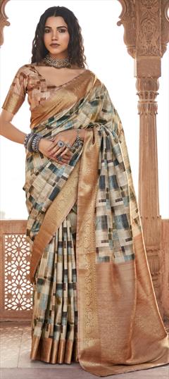 Party Wear, Reception, Traditional Multicolor color Saree in Art Silk fabric with South Printed, Weaving work : 1919017