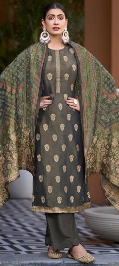 Festive, Party Wear Green color Salwar Kameez in Silk fabric with Pakistani, Straight Weaving work : 1919270