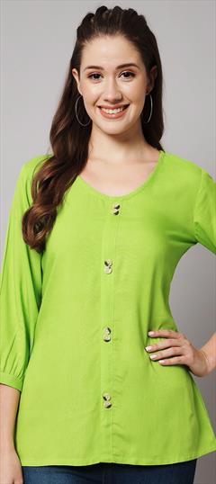 Casual Green color Tops and Shirts in Rayon fabric with Thread work : 1919308