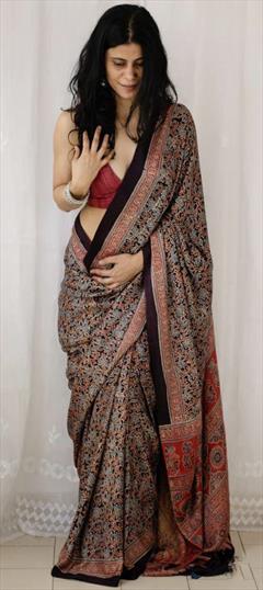 Casual, Traditional Multicolor color Saree in Cotton fabric with Bengali Digital Print work : 1919375