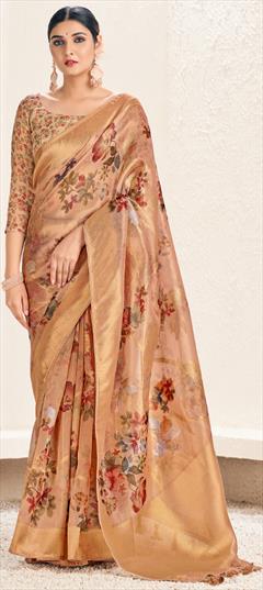 Party Wear, Traditional Multicolor color Saree in Organza Silk fabric with South Digital Print, Zari work : 1919832