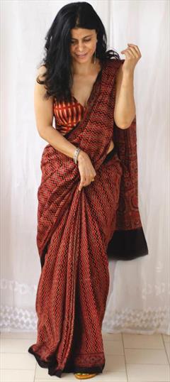 Casual, Traditional Multicolor color Saree in Cotton fabric with Bengali Digital Print work : 1920115