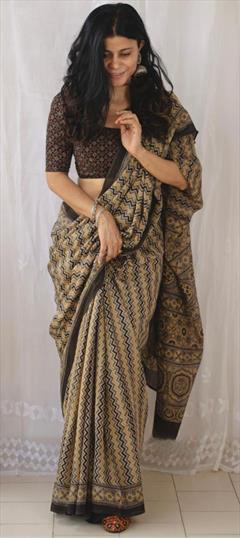 Casual, Traditional Multicolor color Saree in Cotton fabric with Bengali Digital Print work : 1920116