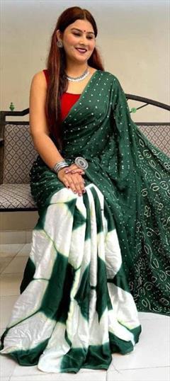 Traditional Green color Saree in Cotton fabric with South Digital Print work : 1920380