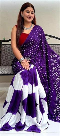Traditional Purple and Violet color Saree in Cotton fabric with South Digital Print work : 1920386