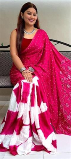 Traditional Pink and Majenta color Saree in Cotton fabric with South Digital Print work : 1920389