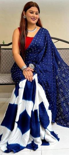 Traditional Blue color Saree in Cotton fabric with South Digital Print work : 1920391