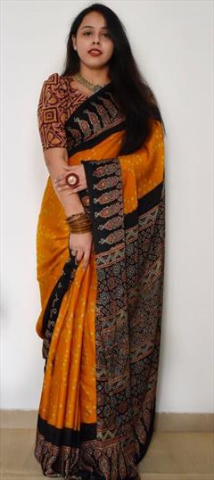 Traditional Yellow color Saree in Cotton fabric with South Digital Print work : 1920415