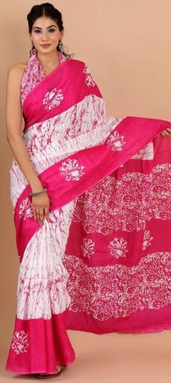Festive, Traditional Pink and Majenta color Saree in Cotton fabric with South Digital Print work : 1920490