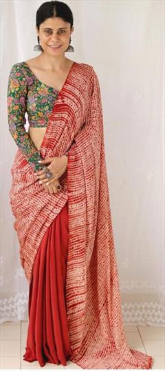 Festive, Traditional Red and Maroon color Saree in Cotton fabric with South Digital Print work : 1920492