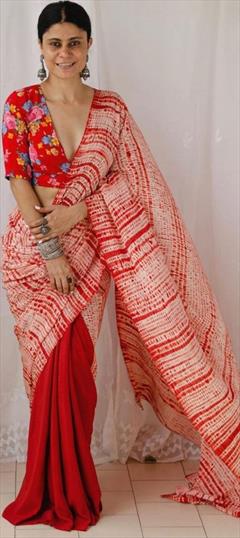 Festive, Traditional Red and Maroon color Saree in Cotton fabric with South Digital Print work : 1920495