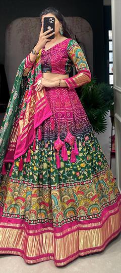 Festive, Party Wear Multicolor color Lehenga in Art Silk fabric with Flared Digital Print work : 1920966