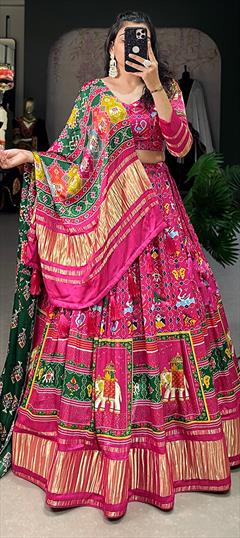 Festive, Party Wear Multicolor color Lehenga in Art Silk fabric with Flared Digital Print work : 1920968