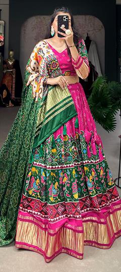 Festive, Party Wear Multicolor color Lehenga in Art Silk fabric with Flared Digital Print work : 1920970