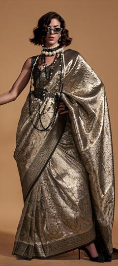 Festive, Party Wear, Traditional Beige and Brown color Saree in Kanjeevaram Silk fabric with South Weaving work : 1921030