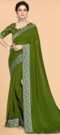 Festive, Party Wear Green color Saree in Art Silk fabric with Classic Border work : 1921331