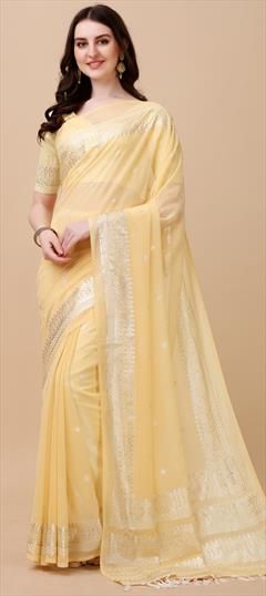 Festive, Party Wear Yellow color Saree in Art Silk fabric with Classic Printed work : 1921340
