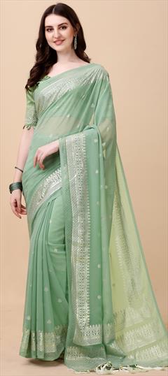 Festive, Party Wear Green color Saree in Art Silk fabric with Classic Printed work : 1921342