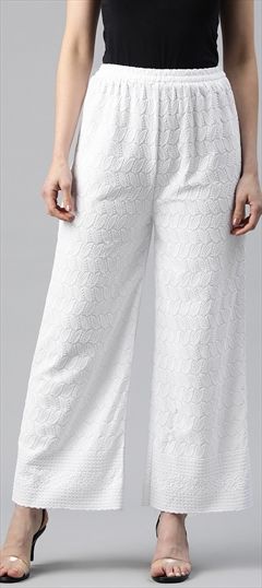 Casual, Summer White and Off White color Palazzo in Rayon fabric with Palazzo Embroidered, Resham, Thread work : 1921600