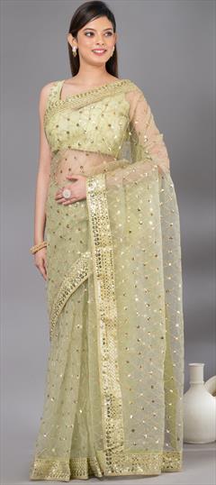 Festive, Party Wear, Wedding Green color Saree in Net fabric with Classic Sequence work : 1921712