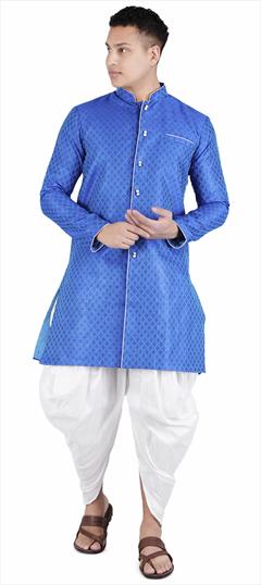 Party Wear Blue color Dhoti Kurta in Jacquard fabric with Weaving work : 1921786