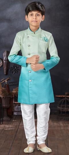 Party Wear Blue color Boys Indo-Western in Art Silk fabric with Ombre work : 1922587