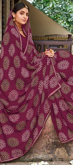 Festive, Party Wear Purple and Violet color Saree in Georgette fabric with Classic Printed work : 1922816