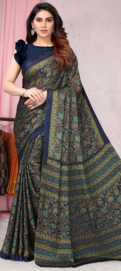 Casual, Party Wear Blue color Saree in Faux Chiffon fabric with Classic Printed work : 1923220