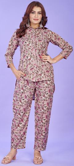 Casual, Summer Purple and Violet color Co-ords Set in Cotton fabric with Printed work : 1923264