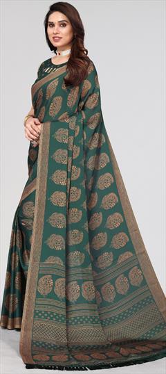 Casual Green color Saree in Faux Chiffon fabric with Classic Printed work : 1923440