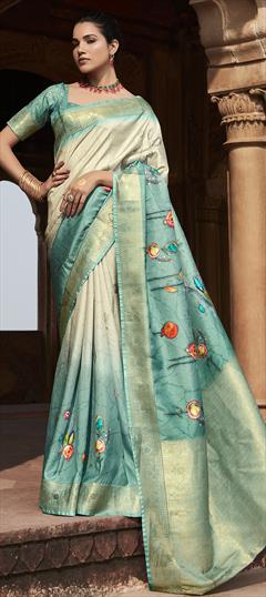 Reception, Traditional Multicolor color Saree in Handloom fabric with South Printed, Weaving work : 1923736