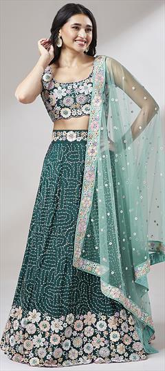 Bridal, Designer, Wedding Blue color Lehenga in Georgette fabric with Flared Sequence, Thread work : 1923842