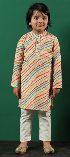 Festive, Summer Multicolor color Boys Kurta Pyjama in Cotton fabric with Gota Patti, Printed work : 1924010