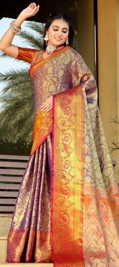 Party Wear, Traditional Purple and Violet color Saree in Art Silk fabric with South Weaving, Zari work : 1924402