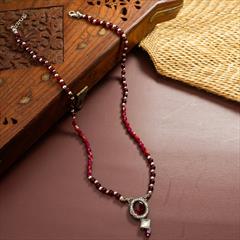 Red and Maroon color Necklace in Metal Alloy studded with Artificial, Beads, CZ Diamond & Gold Rodium Polish : 1925271