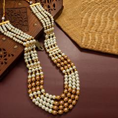 White and Off White color Necklace in Metal Alloy studded with CZ Diamond, Pearl & Gold Rodium Polish : 1925279
